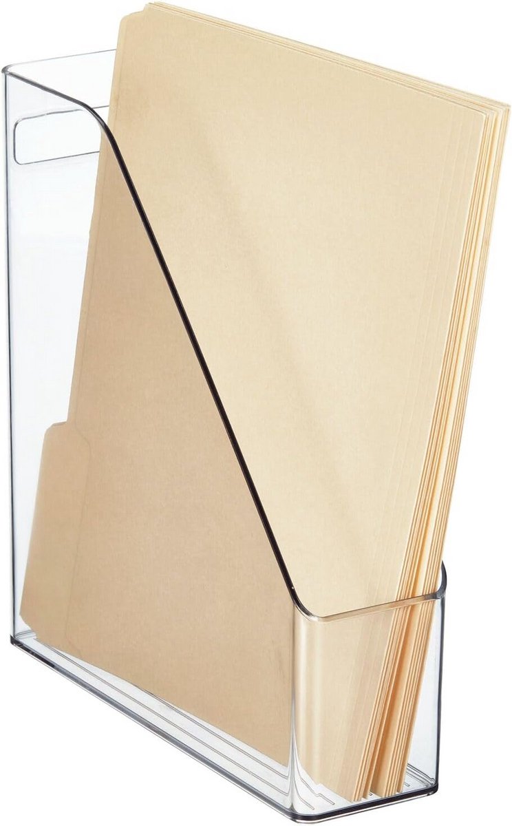 mDesign - Magazine cassette - desk organiser - office supplies - for files, magazines, notebooks - transparent — cadeau in Cadeau-ideeën - foto 5