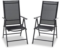 PHI VILLA Sets van 2 Tuinstoel, Verstelbare Opvouwbare Outdoor Tuinstoel Sets Hoge Terug Sterke Frame Weerbestendig