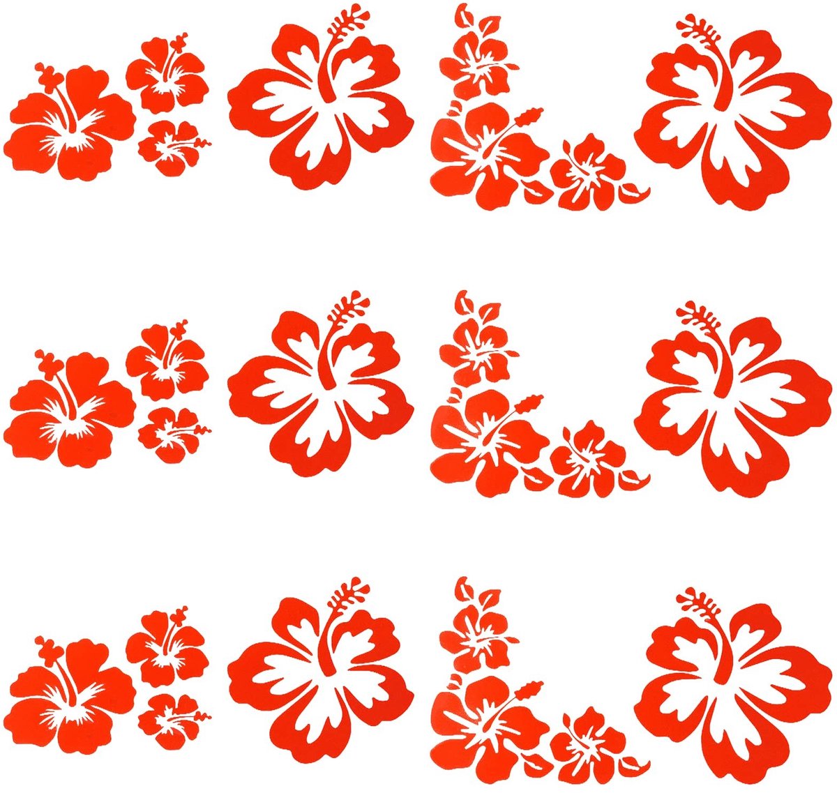 SPHProducts - GORGECRAFT Hibiscus Bloemen Autostickers - Reflecterend - Rood - Decoratie voor Auto en Motorfiets - Voor Deuren en Muren