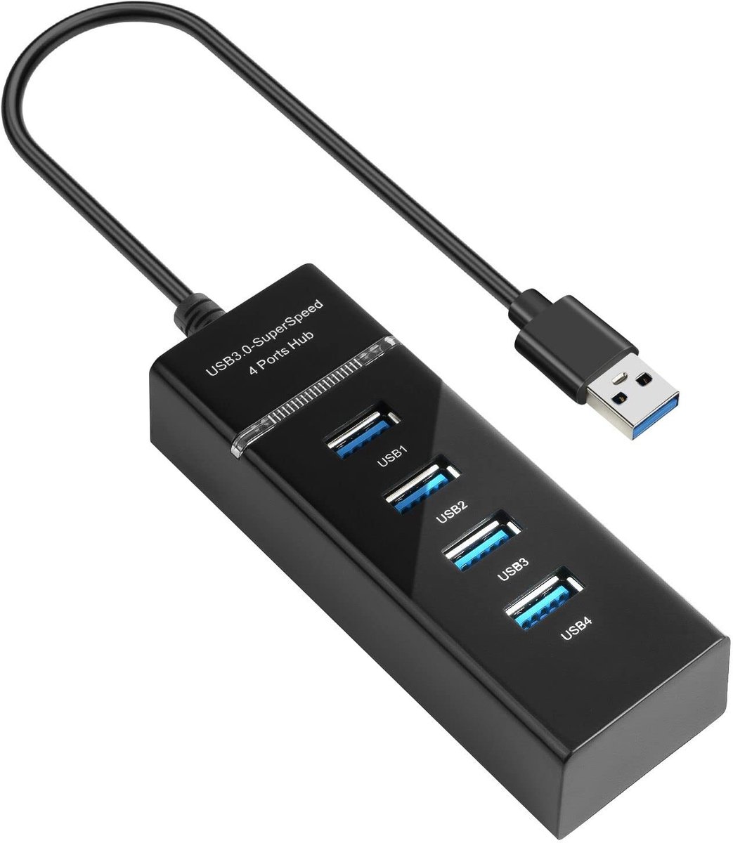 aladdien - 4-Port USB 3.0 Hub - Data Multi Port Expander - 5Gbps Snelheid - USB Hub - Geschikt voor Laptop en Hard Drives - Compact ontwerp