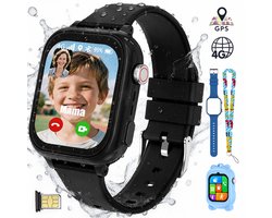 Vashoy T53-Kinderhorloge-Nieuwe smartwatches voor kinderen met GPS-videogesprek-SOS-Leermodus-App om te downloaden-Cadeaus voor kinderen van 5 tot 16 jaar - Zwart