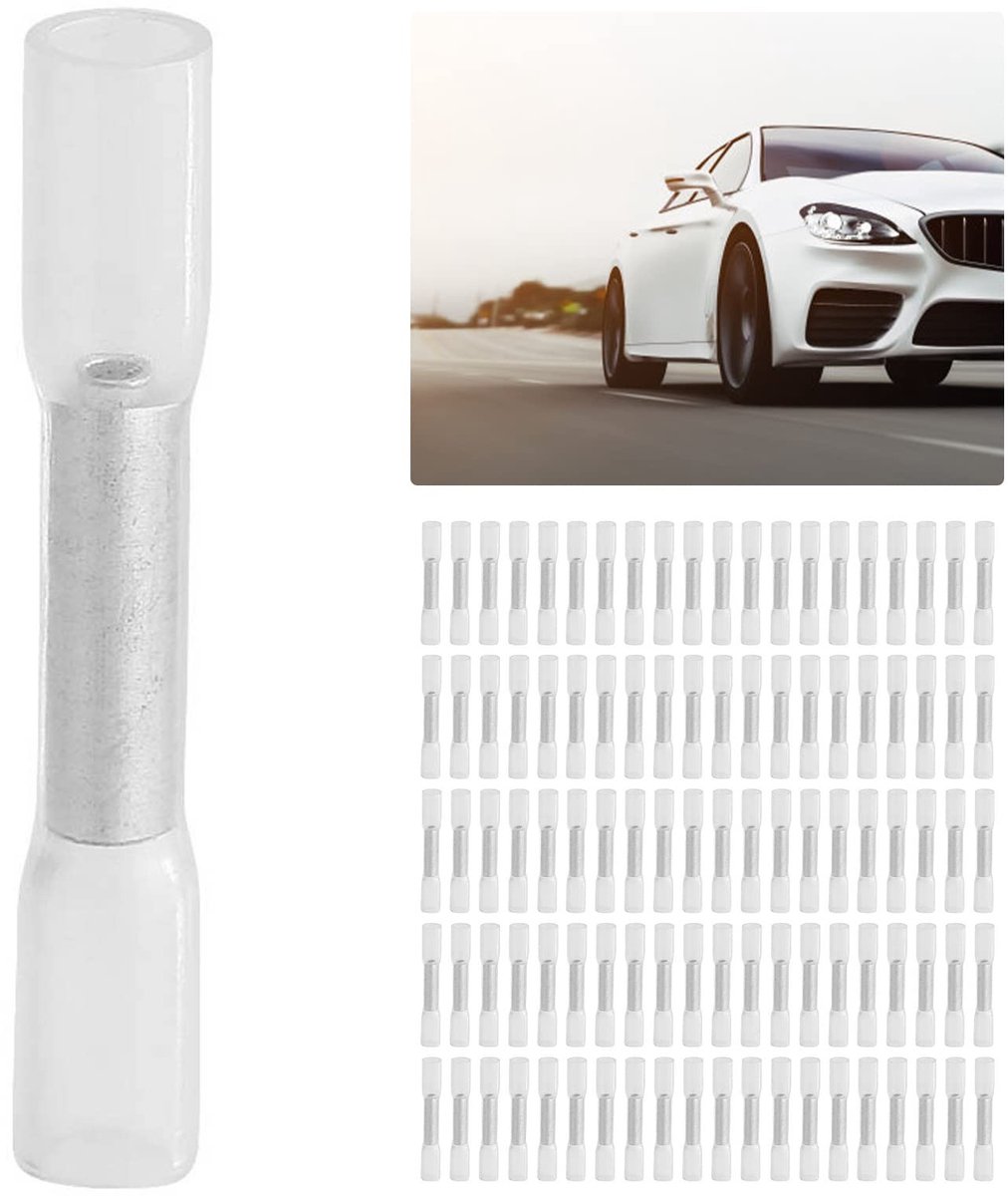 aladdien - Heat Shrink Butt Connectors - 100 Stuks - Isolatie Krimpconnectoren - Voor Auto en Marine - Duurzaam en Betrouwbaar - Voor Makkelijk Aans...