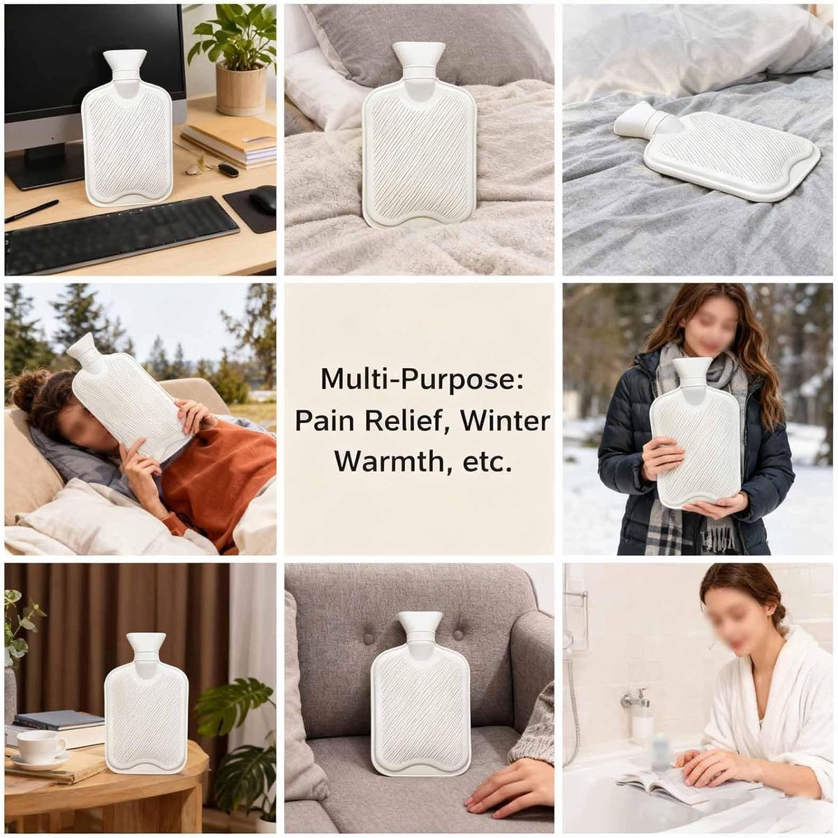 Warmwaterkruik Rubber - Warmte Kruik - Spierpijn Verlichten - Natuurlijk Rubber - 2 Liter - Wit – foto 4