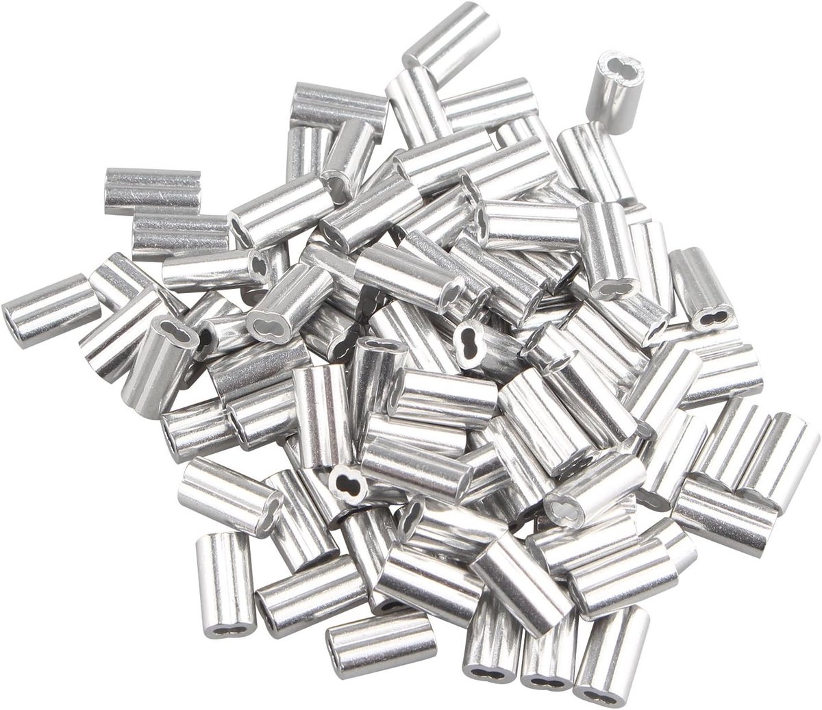 aladdien - Aluminium Kabelklemmen - Kabelbevestiging - Dubbele lijn - Zilver - 100 stuks - Geschikt voor 1.2mm kabels - Metaalkleurig - Lusmoffen me...