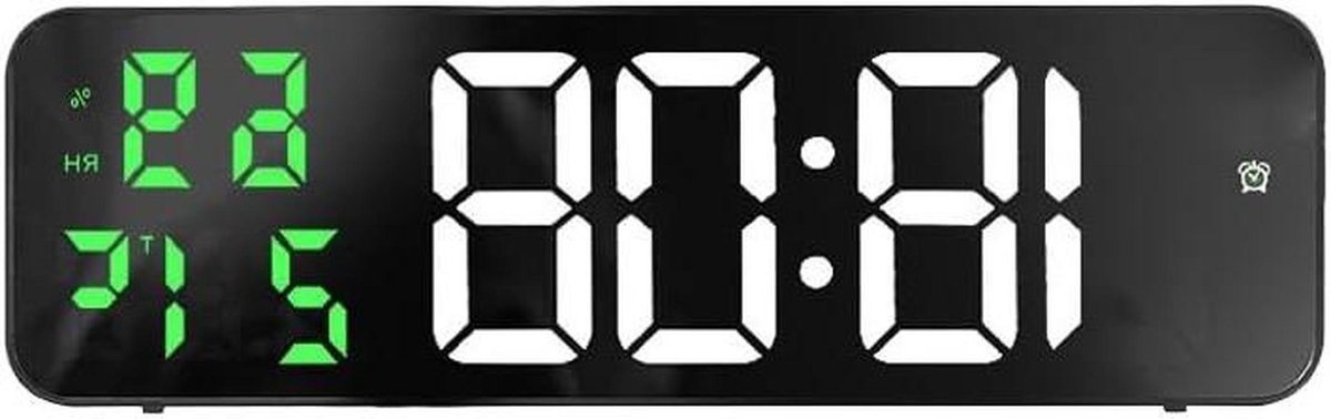 Grote Digitale LED Klok met Spiegel Display, Wekker met Temperatuur en Datum