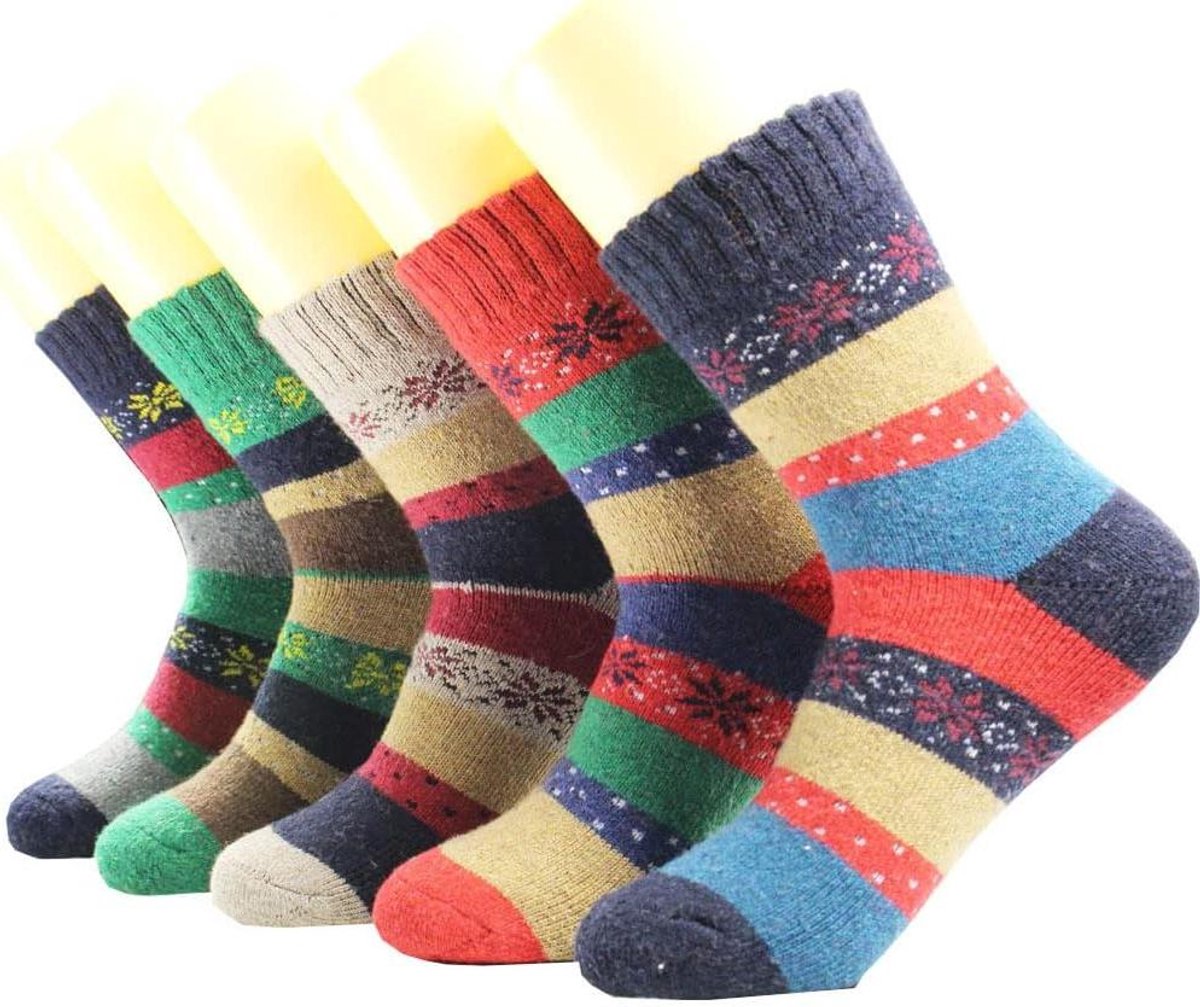 Sokken - Huissokken - Warmte Thuis - Anti-slip zolen - 5 Paar - Multicolor