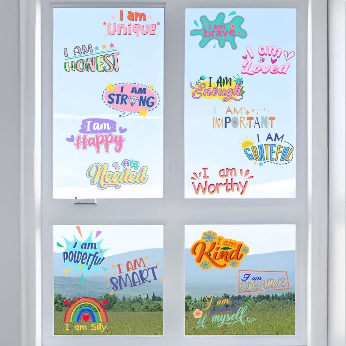 SPHProducts - Inspirerende Raamstickers - Positieve Citaten - Zelfklevend - Decoratie voor Kinderkamer - Leerzaam en Creatief - 6 Vellen