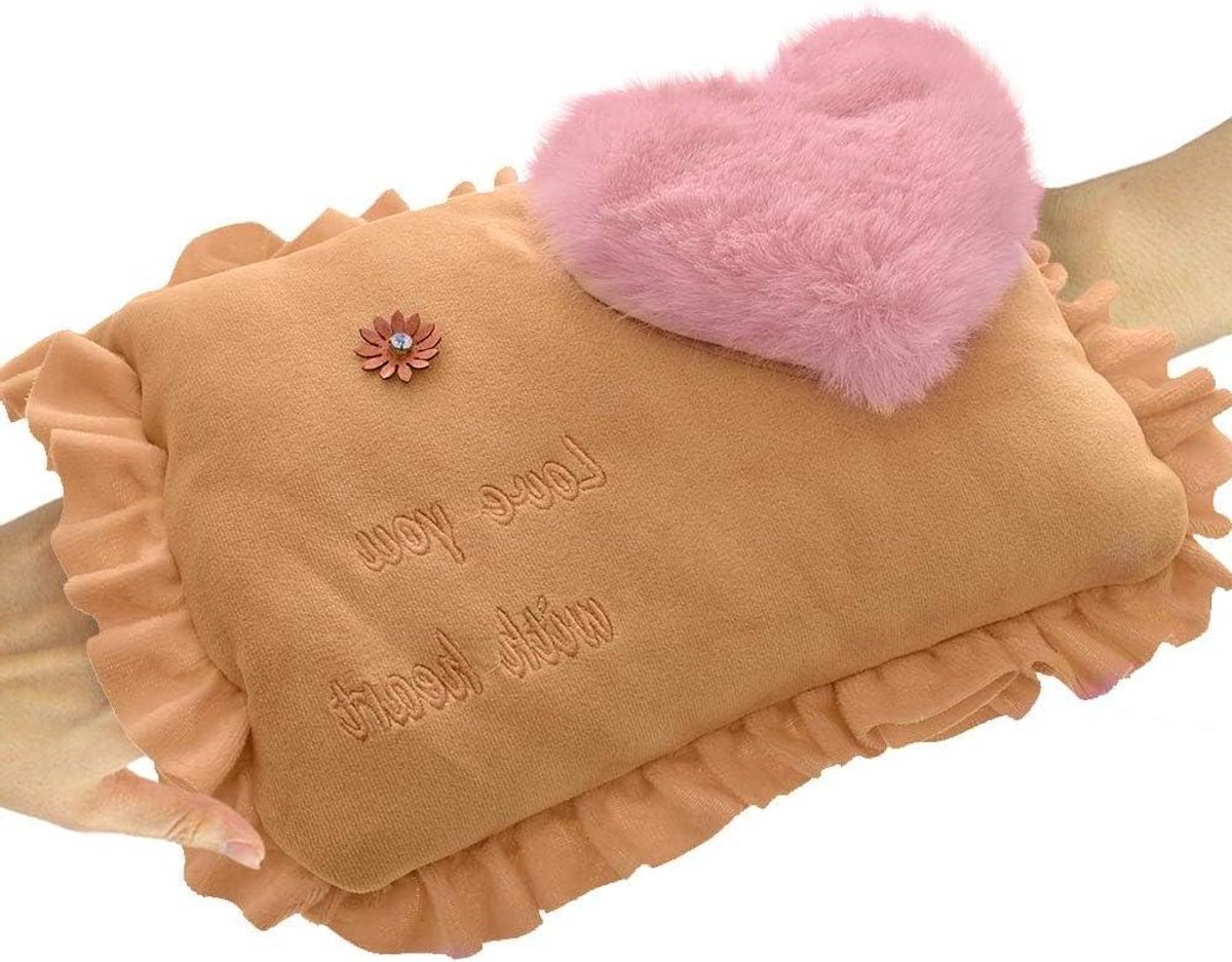 Elektrische Warmwaterkruik - Handwarmer Pluche - Comfort Verwarmen - Automatische Uitschakeling - 4-5 Uur Warmte - Beige