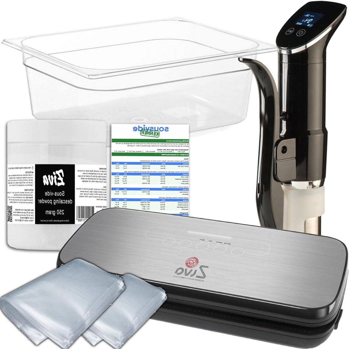 Sous Vide Pakket - Kookset - Precisie Koken - Complete Starterset - 24L Waterbak - Zwart