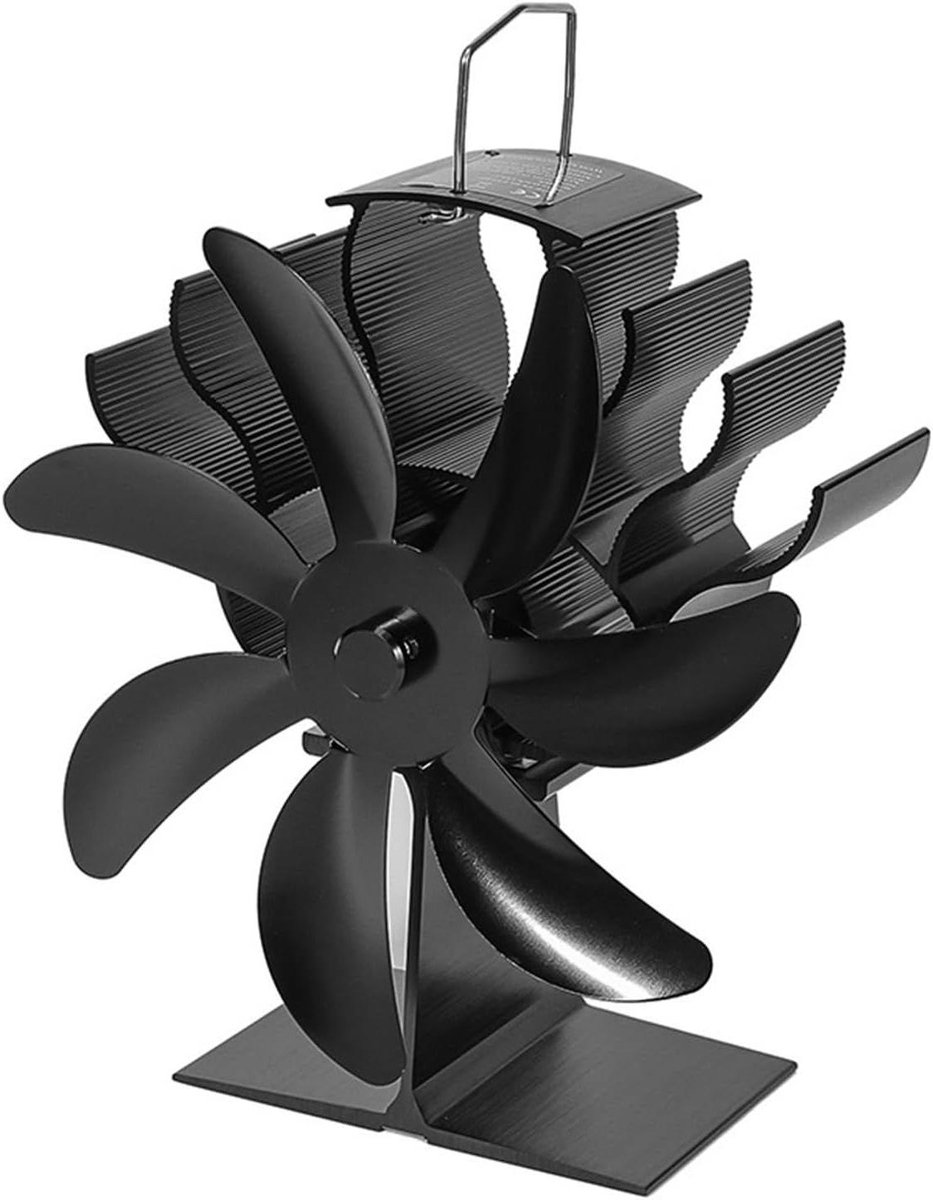 Kachel Ventilator - Warmte Ventilator - Warmte Verdelen - 7 Bladen - Stil - Zwart