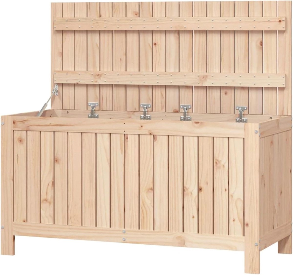 Tuin Opbergbox - Buiten Schuur - Tuinmeubelen Opbergen - Massief Hout - 115x49x60cm - Naturel