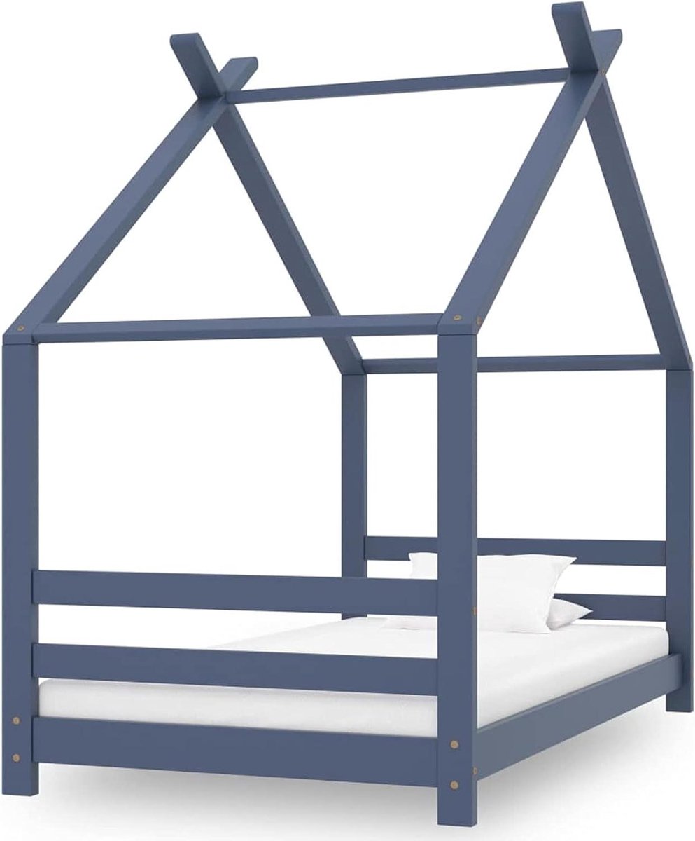 Kinderbed Hout - Baby ledikant - Veilige slaapplek - Stevig dennenhout - 80x160cm - Grijs