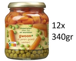 G'woon gwoon - Doperwten en wortelen - multipak 12x 340 gram