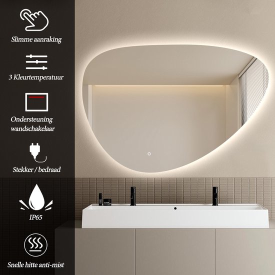 Miroir de salle de bain FENOMÉ Delafon Siècle des Lumières LED Organique Dimmable Sans Condensation 120 cm