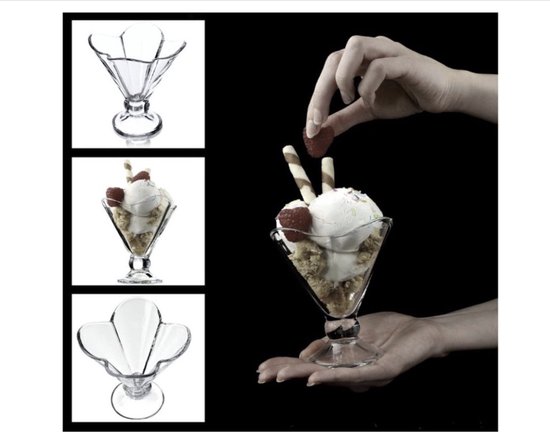 Kadax IJsbekerset, ijsschalen, dessertglazen met voet voor ijs Kadax IJsbekerset, ijsschalen, dessertglazen met voet voor ijs
