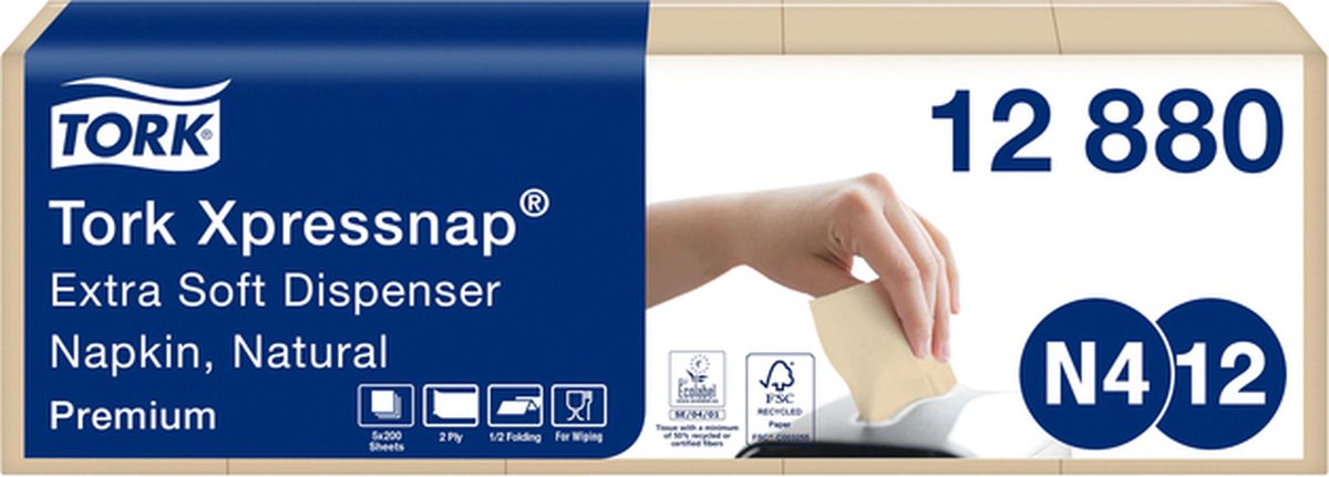 Tork Snelbediendispenserservetten, naturelwit