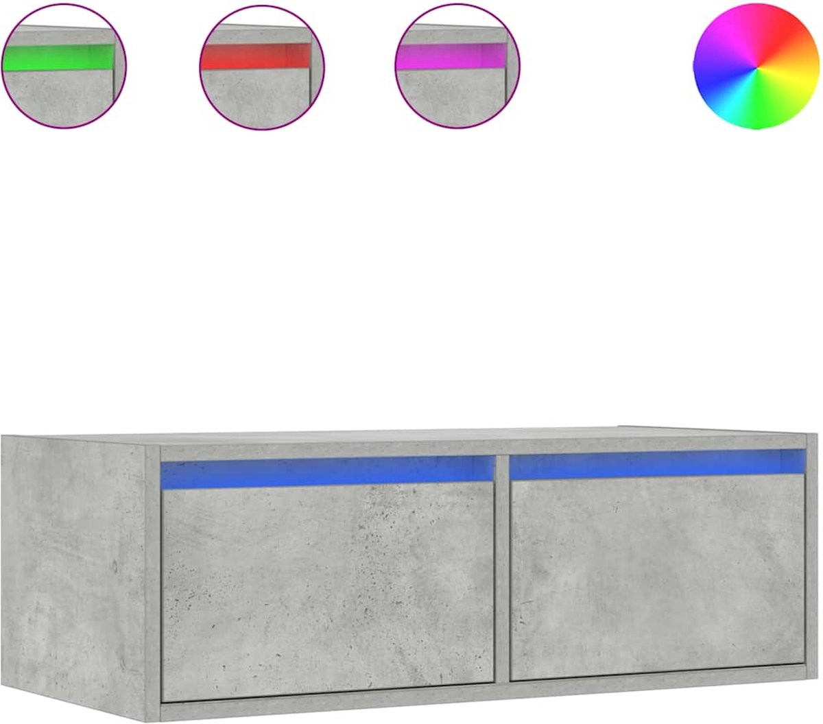 vidaXL - Tv-meubel - met - LED-verlichting - 75x35,5x25 - cm - betongrijs