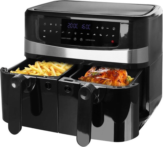 Dubbele Airfryer XXL 10L 2400W Zwart - Dubbele - €289,95