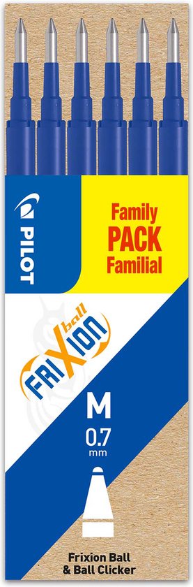 Set van 6 - Vulling FriXion Ball 0.7 - Blauw - Medium penpunt