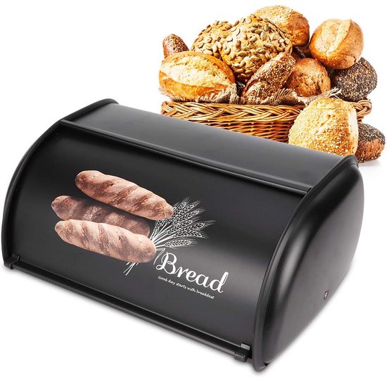 Vilde Broodtrommel met houten plank, broodmand, broodtrommel, crème, 39
