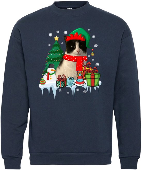 Kersttrui Balou Kat | Foute Kersttrui Dames Heren | Kerstcadeau | Kerstpakket | Navy | maat 4XL