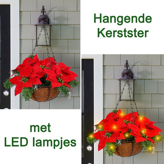 Rode Kerstster Hangende Mand met LED-lichtjes - Sfeervolle Hang Kerstdecoratie voor Binnen & Buiten