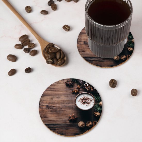 Onderzetters voor glazen - Rond - Hout - Landelijk - Warm - Natuur - 10x10 cm - Glasonderzetters - 6 stuks