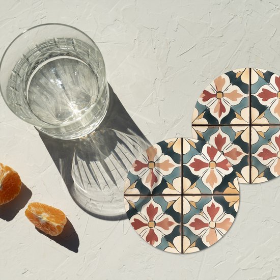 Dessous de verre Décoration - Carreaux - Espagnol - Vintage - 10x10 cm - 6 morceaux - Sous pour Verres et Tasses