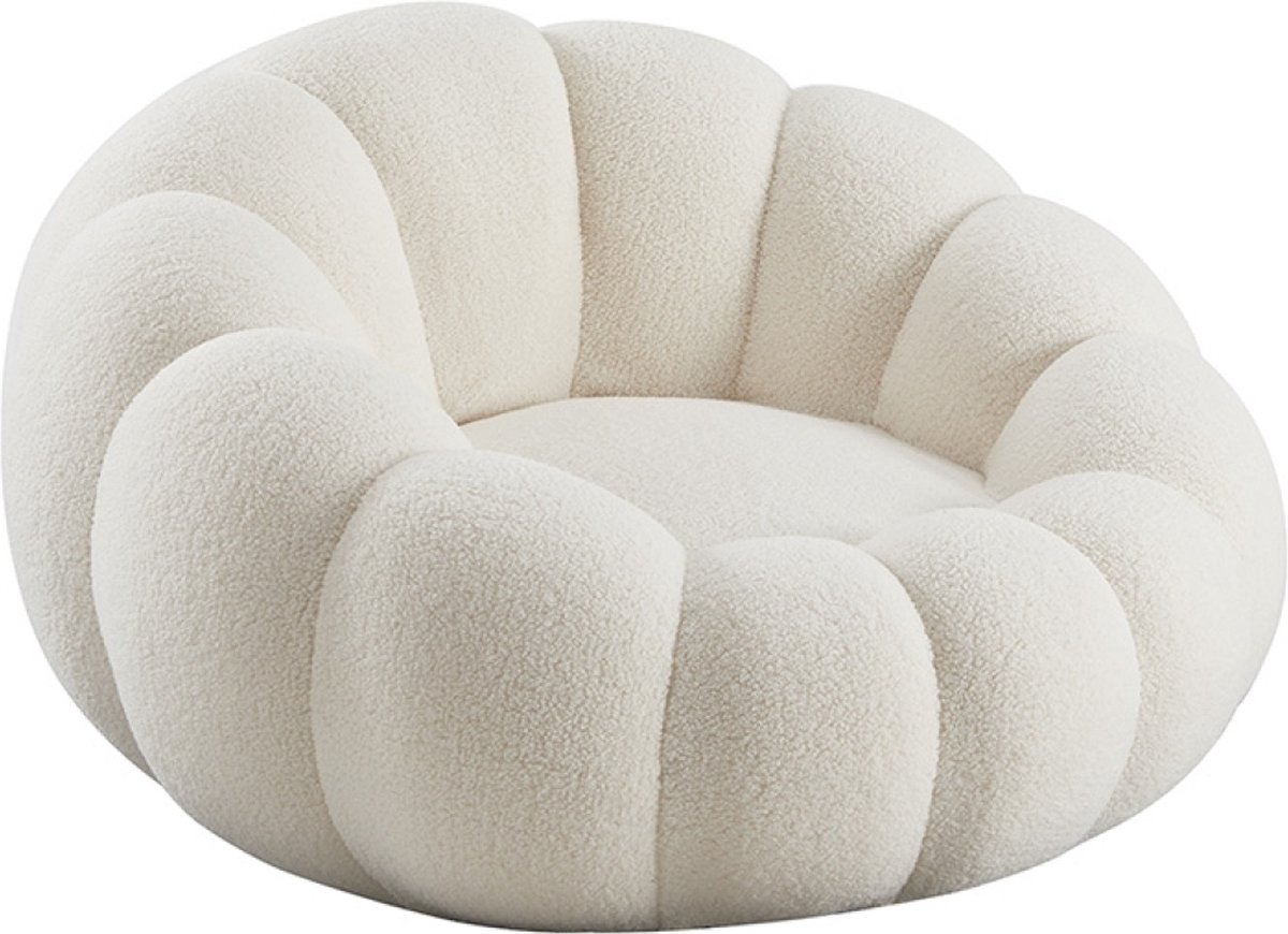 Madison Teddystof Loungestoel - Wit