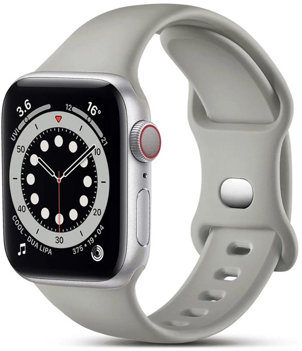Mobiq - Siliconen Bandje geschikt voor Apple Watch 49 mm - lichtgrijs