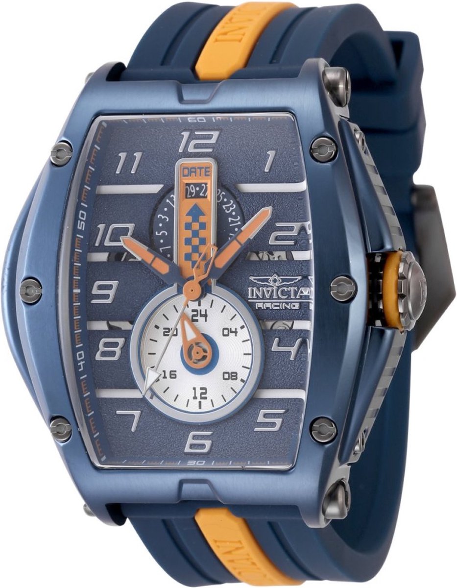 Invicta Racing 47388 Heren Horloge - Waterdicht - Analoog - Quartz Uurwerk - Roestvrij Staal met blauwe Wijzerplaat - 57mm