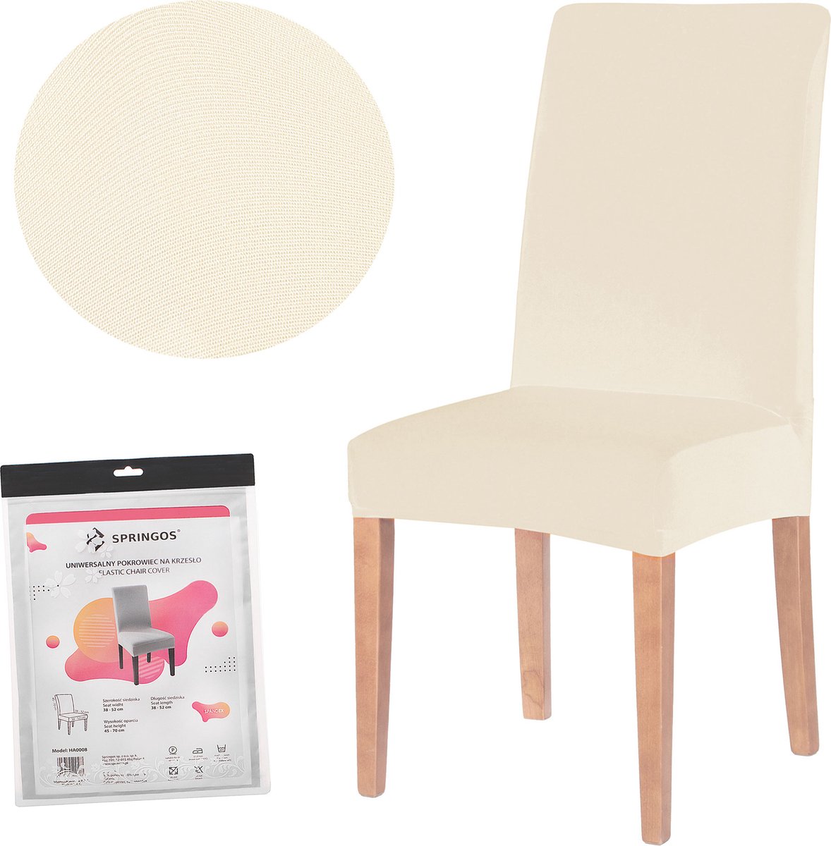 Springos Stoelhoes - Voor Eetkamerstoelen - Met Stretch - Beige