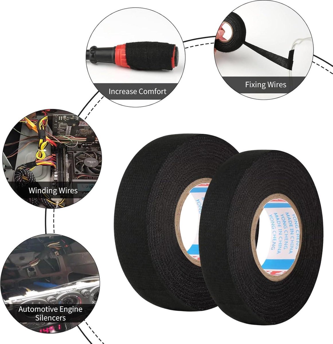 The Felt Store vilttape zelfklevend (afdichtband), 50 mm breed, 1,5 mm dik, 20 m lang, zwart, vilt voor isolatie en bescherming tegen rammelen - Made in Germany