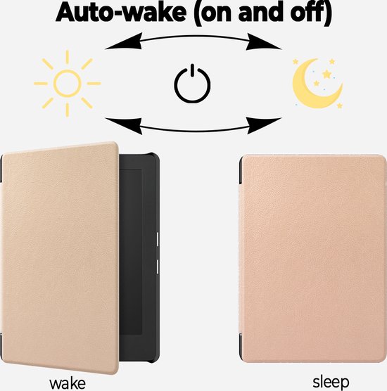 Lunso Geschikt voor Kobo Aura Edition 2 hoes (6 inch) - sleepcover - Goud van Merkloos — afbeelding 5