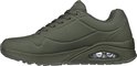 Sneaker Skechers verte, vue de profil avec l'amorti air caractéristique dans la semelle.