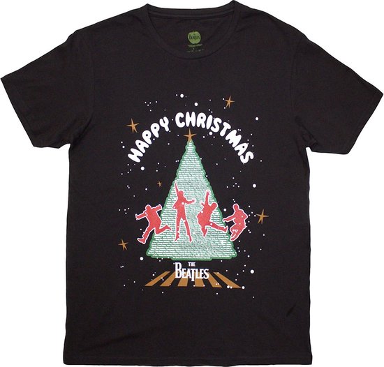 The Beatles - Christmas Tree Heren T-shirt - M - Zwart