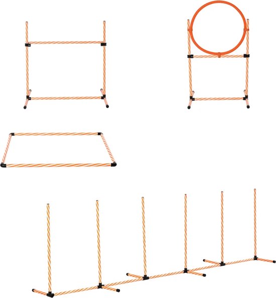 UISEBRT Agility Uitrustingsset voor honden, huisdiertrainingsset obstakels met hondentunnel, horde, tunnel, training, incl. hordenstang, verstelbare hoogte, draagtas, gevlochten stangen