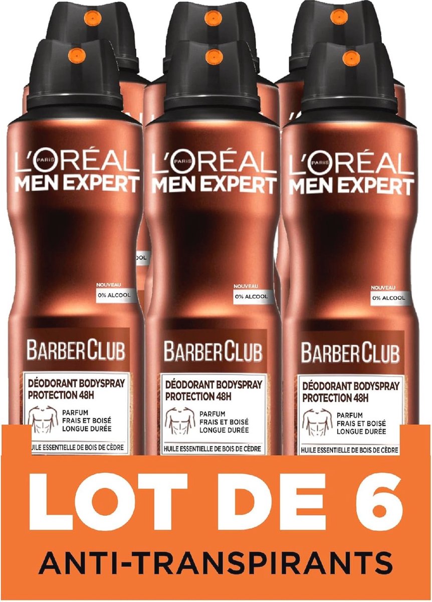 Deodorant Bodyspray voor Mannen - 48 Uur Bescherming - 150 ml - 6 Stuks