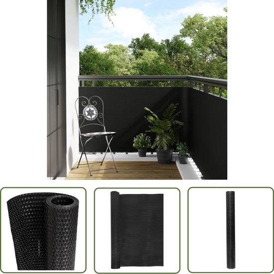 HENG FENG Balkon Scherm 90x600 cm, 160g/㎡ PES Waterdicht, Windbestendig en UV-Werend, Privacy Scherm voor Balkon en Terras, met Kabelbinders, Antraciet