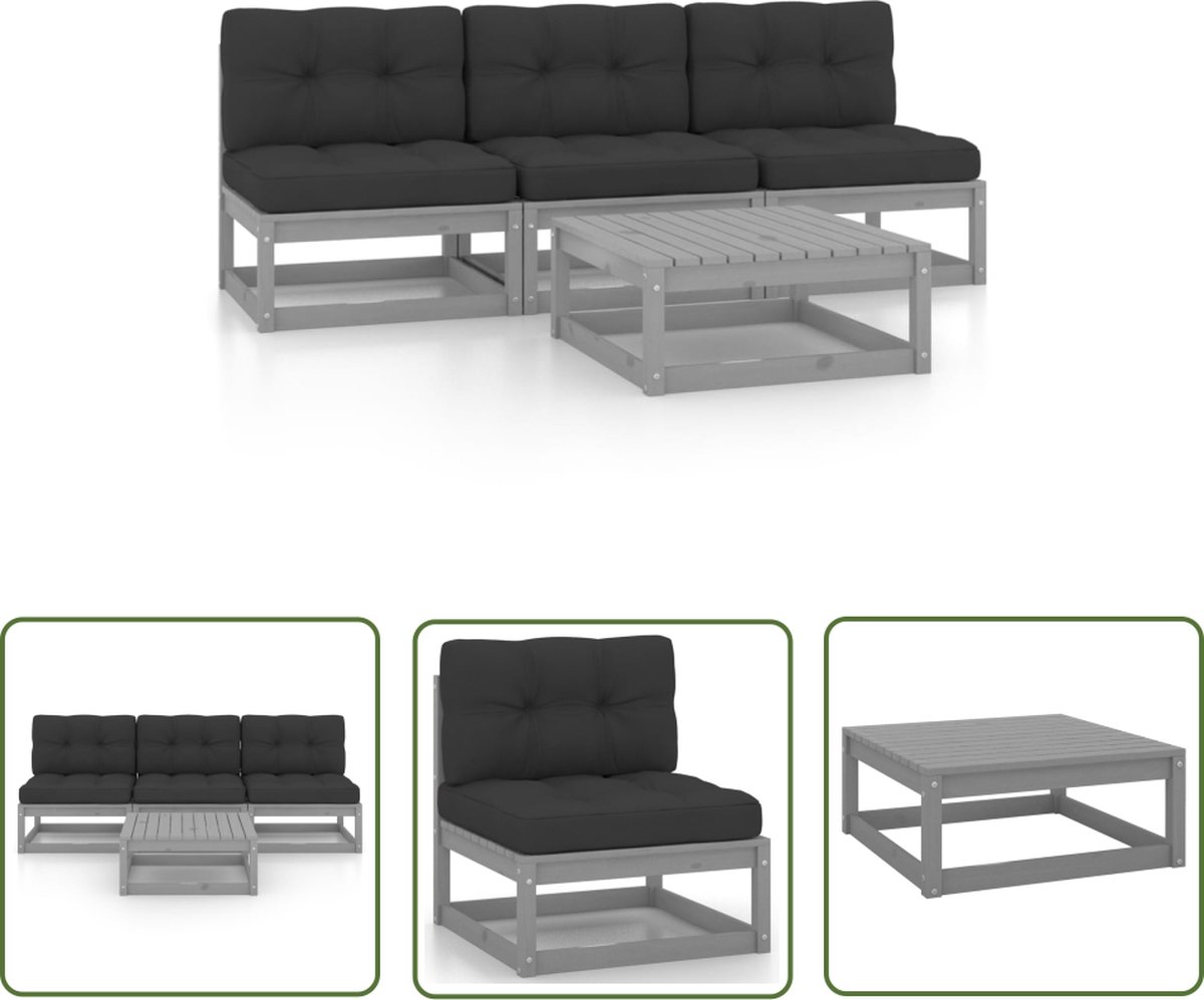 Tuinset van massief grenenhout met kussens - The Living Store.
