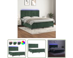 The Living Store Boxspring Fluweel Donkergroen 160x200 - LED - Pocketvering