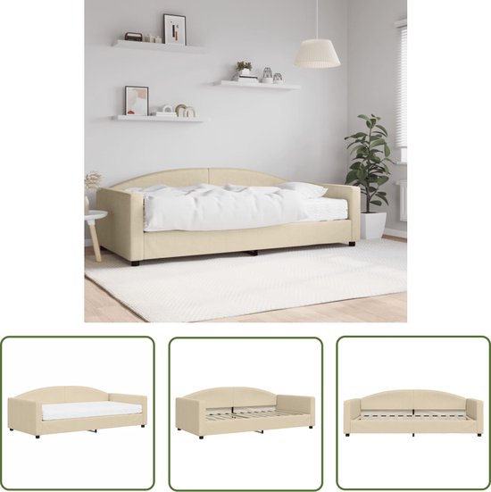 The Living Store Canapé lit 2 en 1 - Crème - 223 x 110 x 75 cm - Matelas en mousse