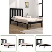 The Living Store Cadre de lit en bois – Bois de pin Massief – 195 x 80,5 x 31 cm – Zwart