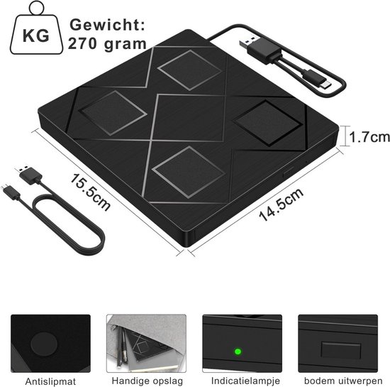 Draagbare Externe DVD Speler voor Laptop - DVD Burner — afbeelding 4