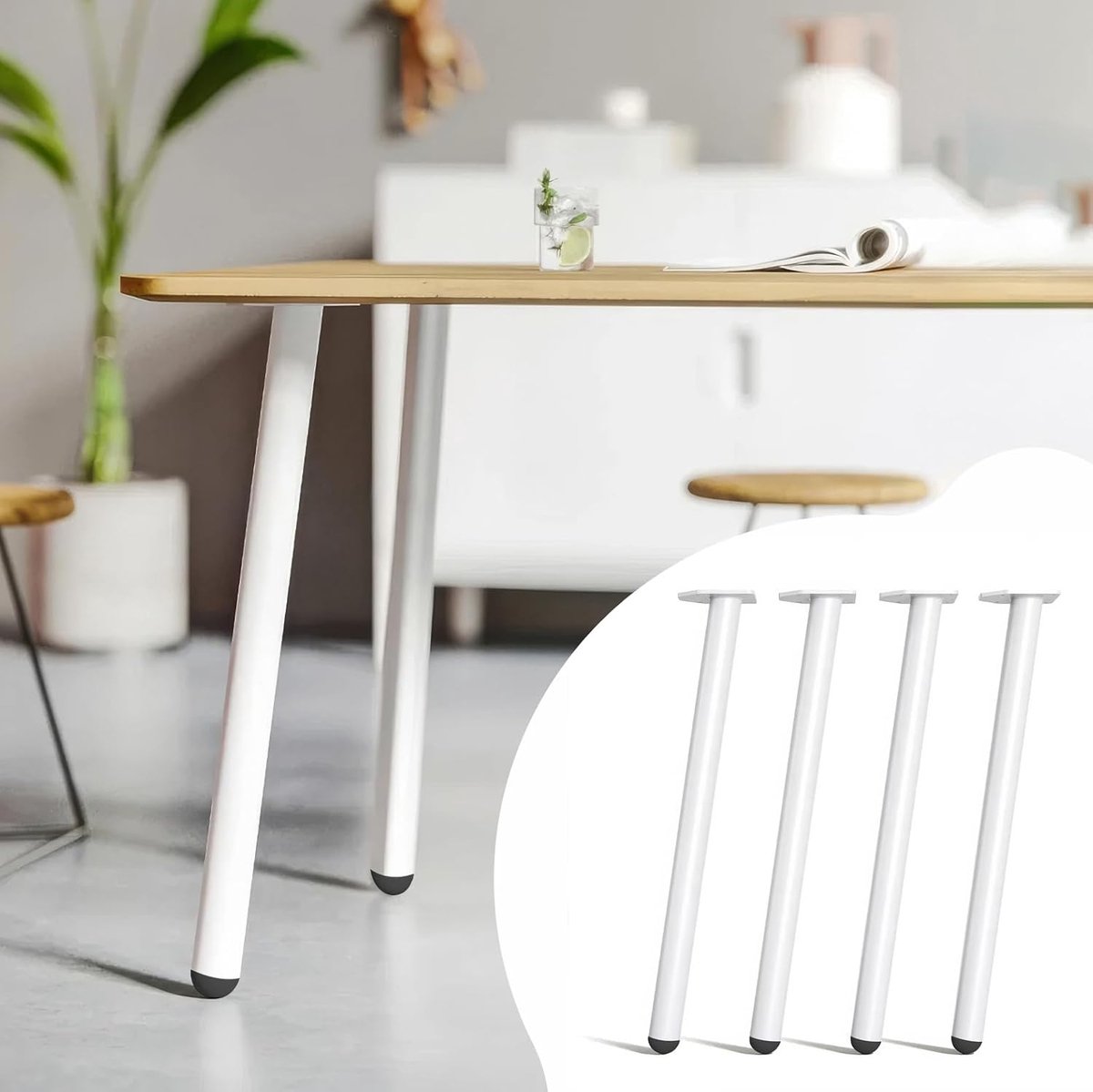 Goodivery ® Tijdloze Metalen Tafelpoten Set van Vier voor Eettafel of Bureau