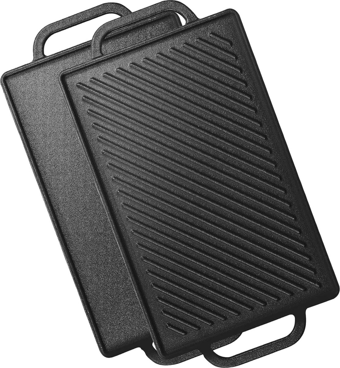 Gietijzeren Grillplaten 33 x 21 cm - Omkeerbare Kookplaat voor Oven en Barbecue