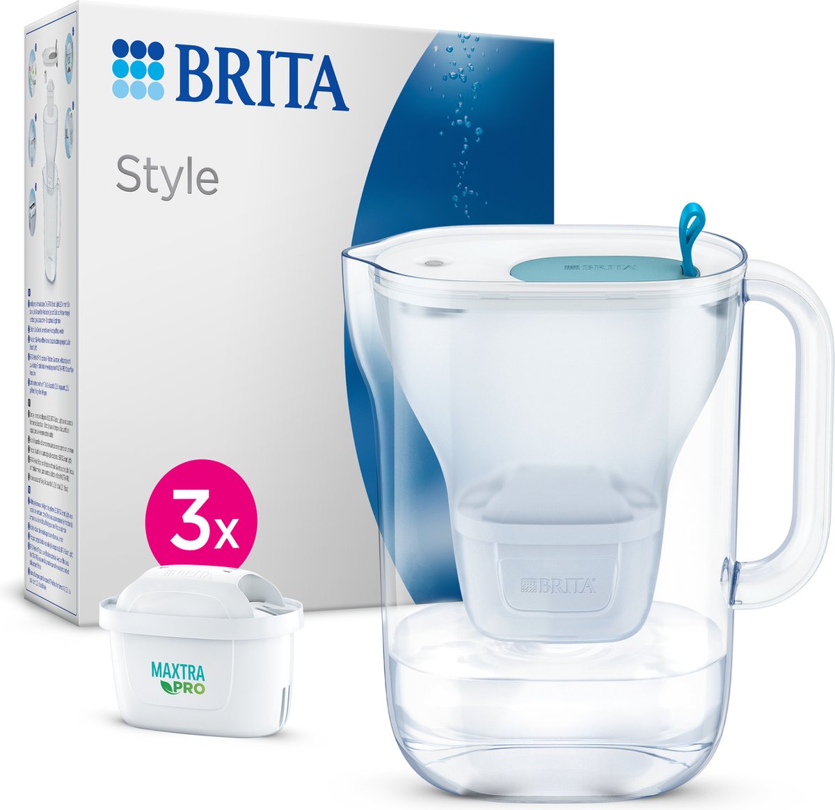 BRITA - Waterfilterkan - Style Cool - Blauw - 24L + 3 MAXTRA PRO ALL-IN-1 Waterfilterpatronen - Voordeelverpakking - met Cashback (tot €10 terugbetaald)