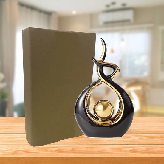 thumbnail: XMGZQ Abstract Keramisch Standbeeld – Marineblauw & Goud Moderne Tafeldecoratie