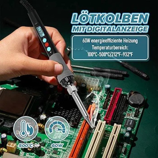 FrogBro Accu-soldeerstation voor Makita accu 20 V Max, instelbare temperatuur 100-500 °C, draagbare soldeerbout met 6 soldeerpunten en led-display voor doe-het-zelf reparaties (batterijen niet