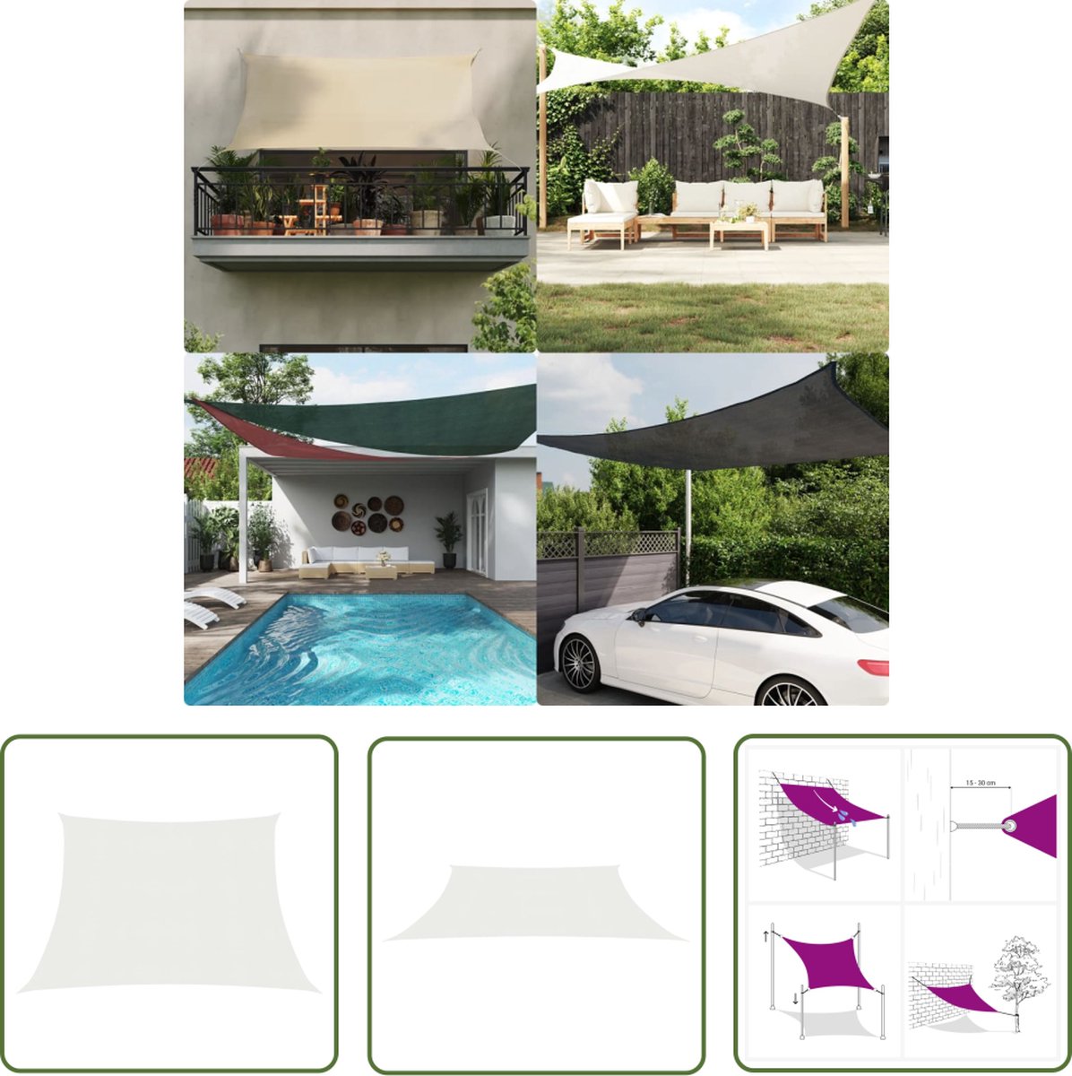 LEcylankEr Sonnensegel Balkon Dreieckig Rechteckig Wasserdicht Markisenstoff PES Sonnensegel UV Schutz Segeltuch Wasserdicht mit Befestigungsseil für Garten Terrasse (Dunkelgrau 3x3x4M